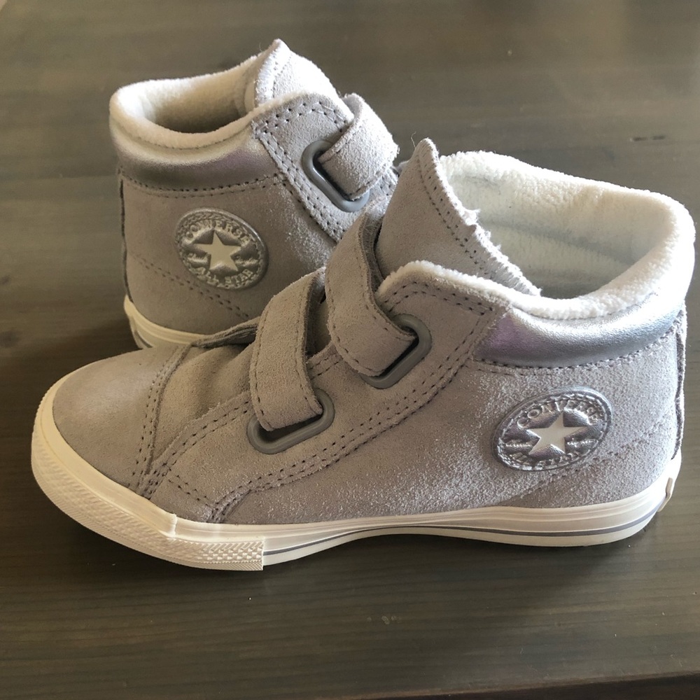 Grey Suede and silver Converse All Stars High Tops